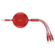 Baseus 3-in-1 Elastic Charging Cable USB to Lightning Type-C MicroUSB [Red]