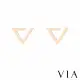 【VIA】白鋼耳釘 白鋼耳環 縷空耳環/符號系列 縷空三角線條造型白鋼耳釘(玫瑰金色)