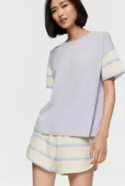 BNWT Peter Alexander Lilac /Stripe SHORT 2Piece PJ Set Size XS Ladies Sale
