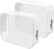 [Wedama] TSA Approved Toiletry Bag, Cosmetic Bags 2 Pack with Zipper Carry on Airline Airport Travel Accessories, PVC Makeup Bags for Travel, Quart Size Travel Bags for Men and Women-White