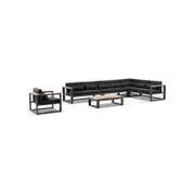 Balmoral Package C Outdoor Aluminium And Teak Lounge Setting With Coffee Table - White Frame