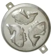 Bahulu Sponge Cake mold Fish Shape 3 cavity Rare Madeleine Cornbread Turks Head