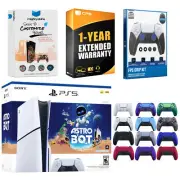 Sony PS5 Disc Astro Bot Bundle + Extra Controller, Grip Kit + 1 Year Warranty