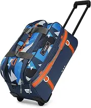 [uppercase] Nova Duffle Trolley Bag| Quick Front Pocket Access| Detachable and Adjustable Shoulder Strap| Smooth Wheels| Push Button Trolley| Duffle Bag for Women & Men| 1500 Days Warranty, Blue, 52