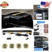 High-Visibility 38" Amber/White LED Strobe Light Bar - 28 Patterns & Waterproof