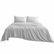 Ultra Soft Bamboo Sheet Sets Fitted Flat Pillowcase Single King Single Double Queen King Silver
