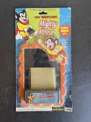 Vintage Sealed Mighty Mouse Black Board and Chalk Toy Set 1979 - Fleetwood Toys