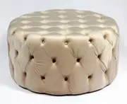 Big round beige button ottoman table 90cm diameter