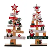 2 Pack Desktop Christmas Tree Santa Claus DIY Decoration Wooden Christmas Decor