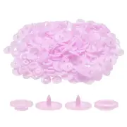 200 Set Plastic Snaps T5 Round Resin No-Sew Button Fasteners Kit, Pink