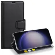 For Samsung Galaxy S25+Plus /S24+Plus Case, Hanman Wallet Leather Flip Magnetic Stand Case Cover (Black)