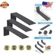 Matte Black Hidden Floating Shelf Brackets - Easy Install, 16-Inch, Set of 3