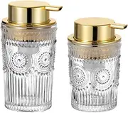 LEICURACE Foaming Hand Soap Dispenser,Glass Foam Soap Dispenser,Toothbrush Holder,Refillable Liquid Soap Dispenser,Lotion Dispenser (S+L-Gold-Foaming)