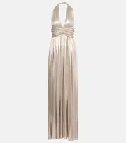 [Giambattista Valli] Giambattista Valli Halterneck open-back lamé jersey gown AU 10 gold