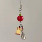 【包包掛件 鑰匙扣】【一顆紅蘋果】手作串珠可愛少女心蘋果核手機鏈掛件包包掛鑰匙扣