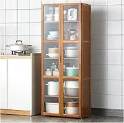 Modern Kitchen Pantry Cabinet with Wine Rack Microwave Stand and Adjustable Shelves Tall Buffet Storage Solution