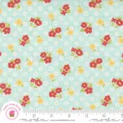 Moda STITCHED 20432 15 Aqua Sky Blue Floral FIG TREE Quilt Fabric