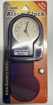 Vintage 1990s Purple Travel Compact Alarm Clock With Light Snooze New In Package