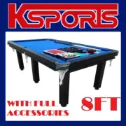 POOL TABLE PUB SIZE 8FT SNOOKER BILLIARD TABLE 25MM TABLE TOP WITH 6 LEGS & LEAT