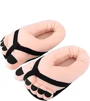 [Generic] Funny Big Toe Cartoon Slippers for Men and Women - Pink Winter Warm Non-Slip House Shoes, Novelty Silly Slippers, Indoor Outdoor, Fun Slippers for Adults, Unique Gift Idea, Black, One Size Women/One