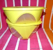 [Tupperware] Clear Impressions Large Deep Bowls Set of 2 Yellow 18 & 10.5 Cup