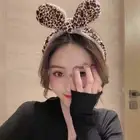 Elastic Headband Furry Bow Hairband Leopard Print Turban for Face Makeup