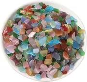 Beitmax 2.2 LB Cat Eye Stones Polished Chips Crushed Stone, Healing Crystal for Aquarium, Garden, Gift, Vase Filler, Meditation, Fish Turtle Tank Decorations,5~7mm/2.2lb