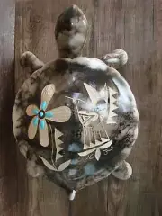 Large Navajo Pottery Horse Hair Turtle Jewelry Trinket Box by Vail