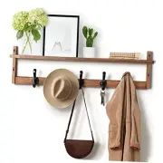 29'' Coat Rack Wall Mount with Shelf Wall Hooks with Storage, Entryway Wood