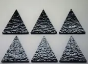 6 BLACK 1 1/2" TALL TRIANGLES THIN BULLSEYE 90 COE GLASS COMPATIBLE FOR FUSION
