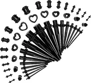 [Marsrut] Acrylic, Silicone Ear Stretching Kit: Lightweight Tapers, Heart Tunnels & Plugs for Starter Expanders | Body Piercing Jewelry Earring Gauges Gauging Set for Men, Women (Size: 14G-0000G)
