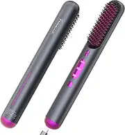 [FeMaLUX] Cordless Hair Straightener Brush, Portable Hair Straightener for Women,Lightweight for Travel Easy use,80mins Long Battery,10s Fast Heating, USB Rechargeable,Plasma Ionic Tech, LED Display