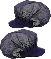 [WESIEVYA] 2pcs Unisex Kitchen Caps for Food Service Comfortable and Washable Baking Hats Navy for Professional Appearance and Food Safety