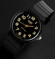 Casio MQ-24-1B2 Men's Analog Watch Classic Black with Gold Numbers NEW