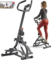 Sunny Health & Fitness Stair Stepper w/Handlebar, Extended Step Range Machine for Climbing Exercise, Compact, Height-Adjustable, Low-Impact & Optional SunnyFit® App Enhanced Connectivity
