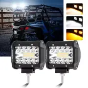 Auxbeam 4 Inch LED Pods Fog Offroad Flashing LED Strobe Lights Bar Super Bright