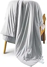 Summer Cooling Duvet - Soft Lightweight Cooling Blanket, Breathable Comforter with Cool Touch Fabric, Machine Washable Air Conditioner Quilt for Night Sweats Hot Sleepers Bed Sofa (Grey,71x87in)