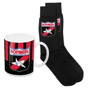Essendon Bombers AFL Ceramic Coffee Mug Cup and Jacquard Knit Socks