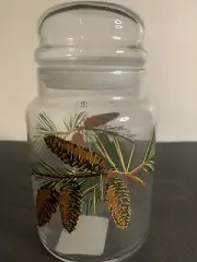 VTG Libbey Pine Cone Glass Canister Storage Jar & Lid Pinecones NWT 7"