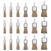 18 Pack Wire End Brush Set Wire Brush For Drill 6 Sizes 0.012" Brass Coated Crim
