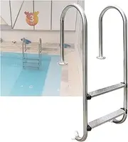 Swimming Pool Ladder,Stainless Steel Pool Pedal Ladder,Easy Assembly Swimming Pool Step with Handrails 2/3 Steps, for Water Park Outdoor Pool(2-Steps1.5mm)