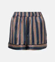 [Asceno] Asceno London striped silk shorts AU 12 blue