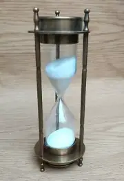7" Decorative Brass Sand Timer Vintage Style 5min Hour Glass Home & Office Decor