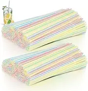 500 PCS Multiple Colors Straws, 20cm Long, Stripes, Suitable for Various Drinks, Juice (Multicoloured)
