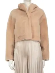 Pink Lamb Shearling Hooded Jacket