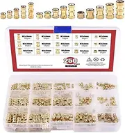 250PCS M2 M3 M5 Female Thread Knurled Nuts Brass Threaded Insert Embedment Nuts Assortment Set,for Daily Repair 3D Printing Projects