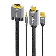 mbeat Tough Link 1.8m HDMI to VGA Cable with USB Power & 3.5mm Audio