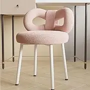 Latex Vanity Chair with High Backrest | Lovely Bowknot Footstool for Makeup Room and Bedroom | Multifunctional Dressing Table Chair for Living Room(Light Pink)