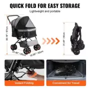 Pet Stroller for Small For Dogs and Cats Lightweight 4 Wheel Design with