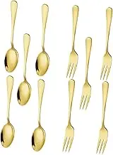 TOKIDNY 10pcs Stainless Steel Cutlery Stainless Steel Silverware Eating Utensils Gold Kitchen Utensils Mini Forks Stainless Steel Kitchen Utensils Gold Forks Dessert Forks Gold Silverware